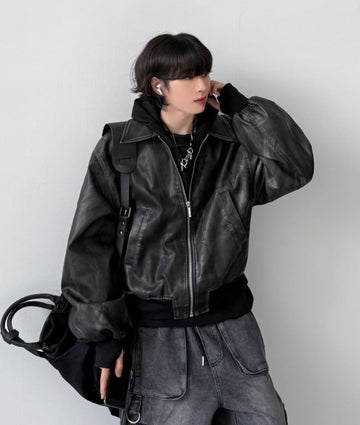 Akaza cropped leather jacket